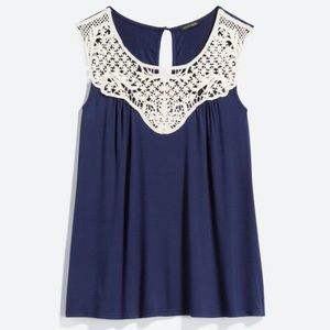 Papermoon Ophir Crochet Detail Knit Tank XL Navy